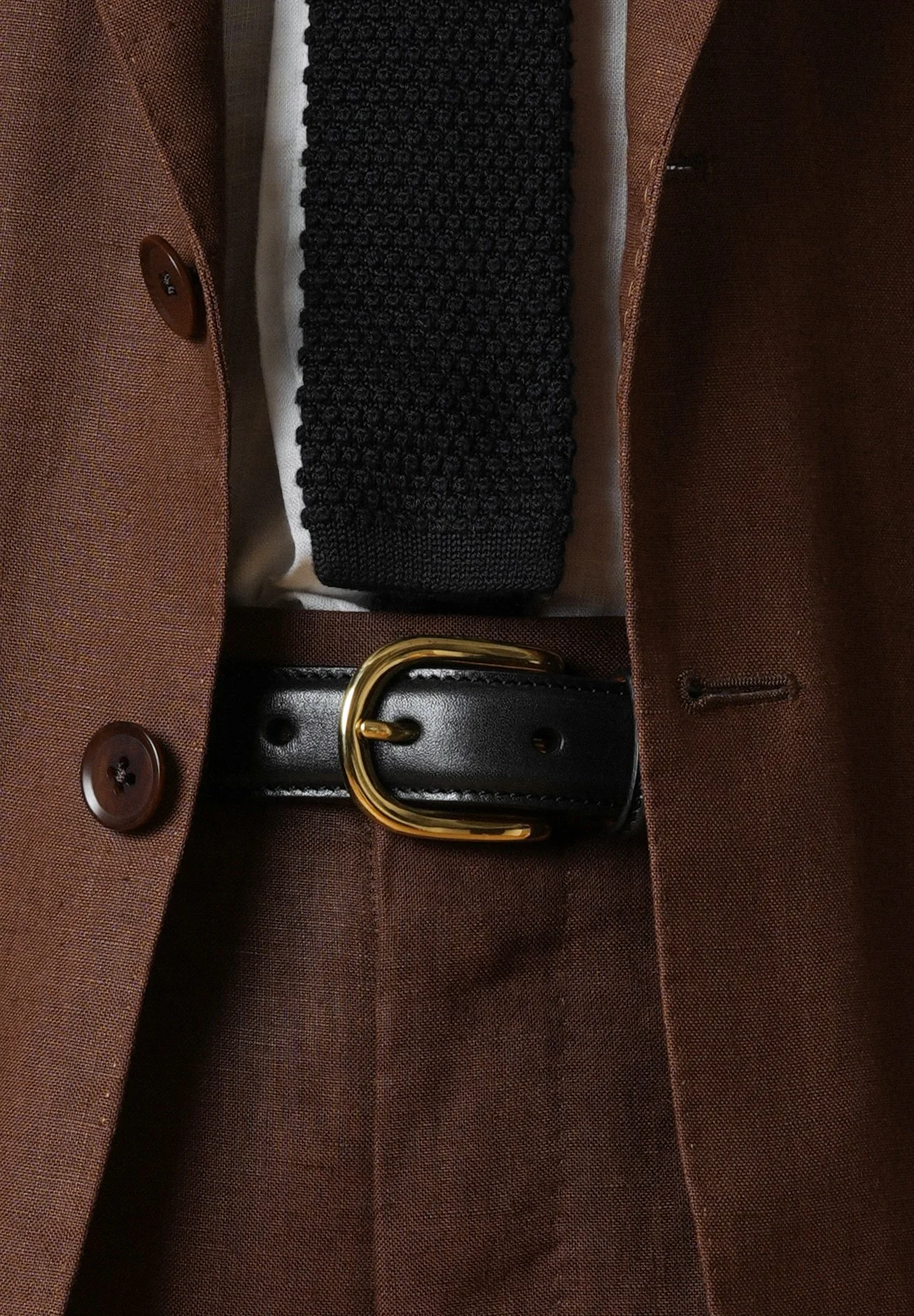 HORSESHOE BUCKLE SLIM LEATHER BELT - Image 3
