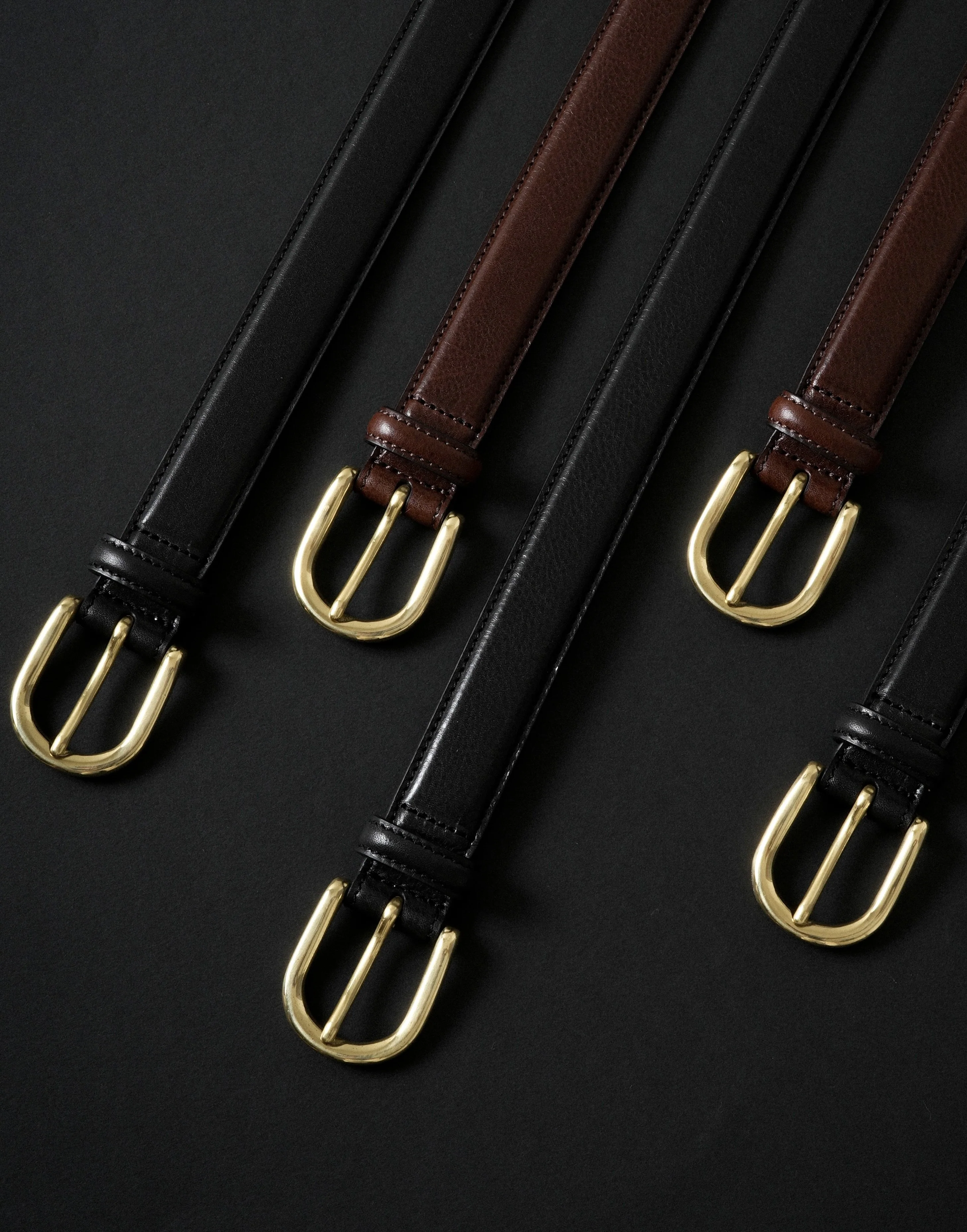 HORSESHOE BUCKLE SLIM LEATHER BELT - Image 5