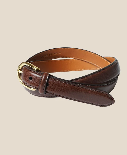 HORSESHOE BUCKLE SLIM LEATHER BELT - Image 3