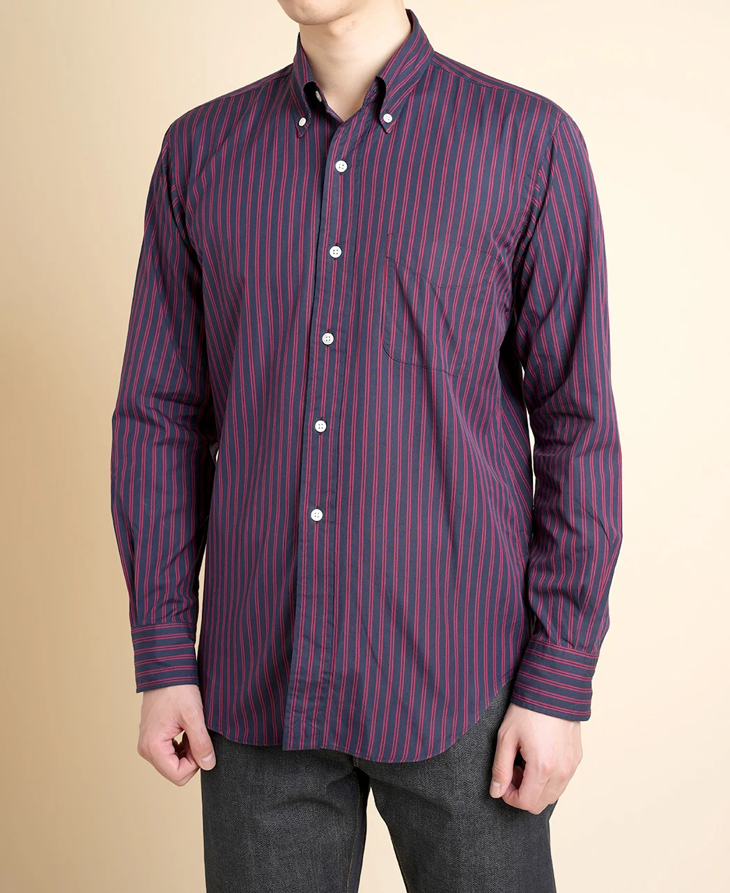 VINTAGE IVY NAVY BLUE WITH RED TRACKED STRIPE BUTTON-DOWN - Image 3