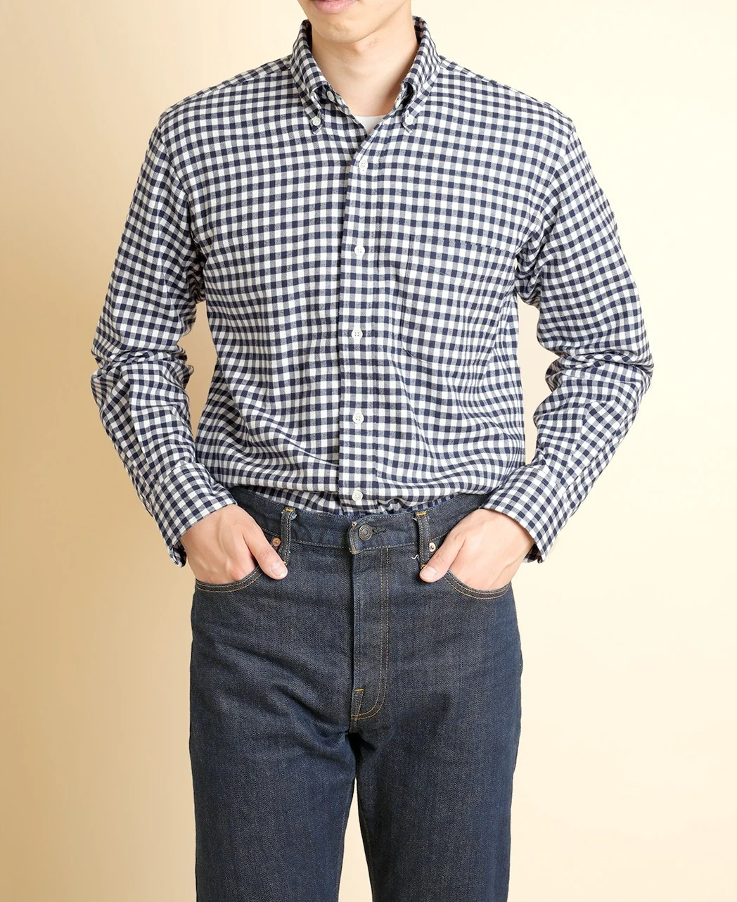 Vintage Ivy Navy Flannel Gingham Check Shirt - Image 2