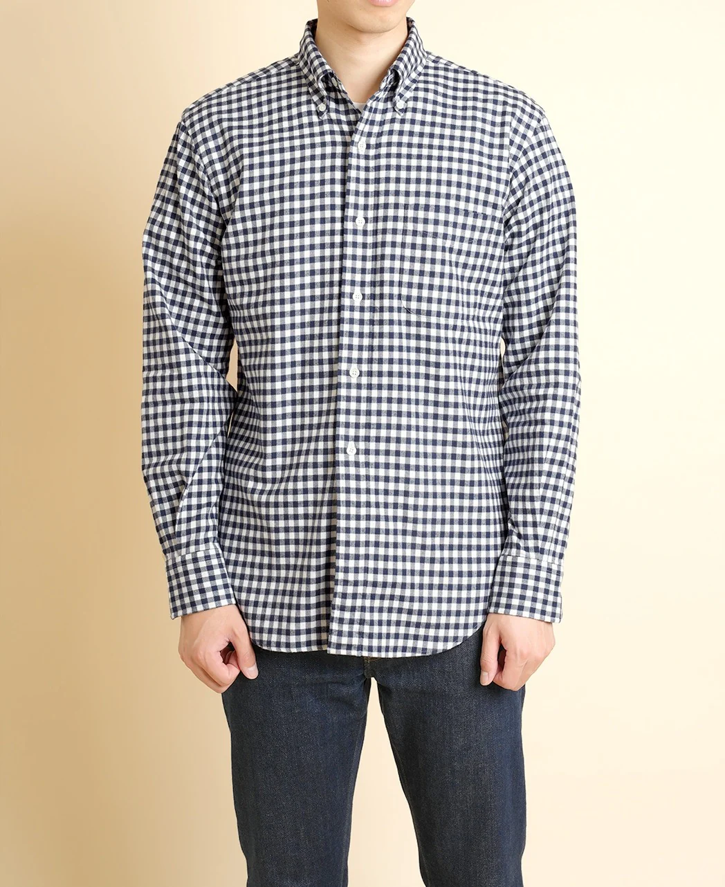 Vintage Ivy Navy Flannel Gingham Check Shirt - Image 3