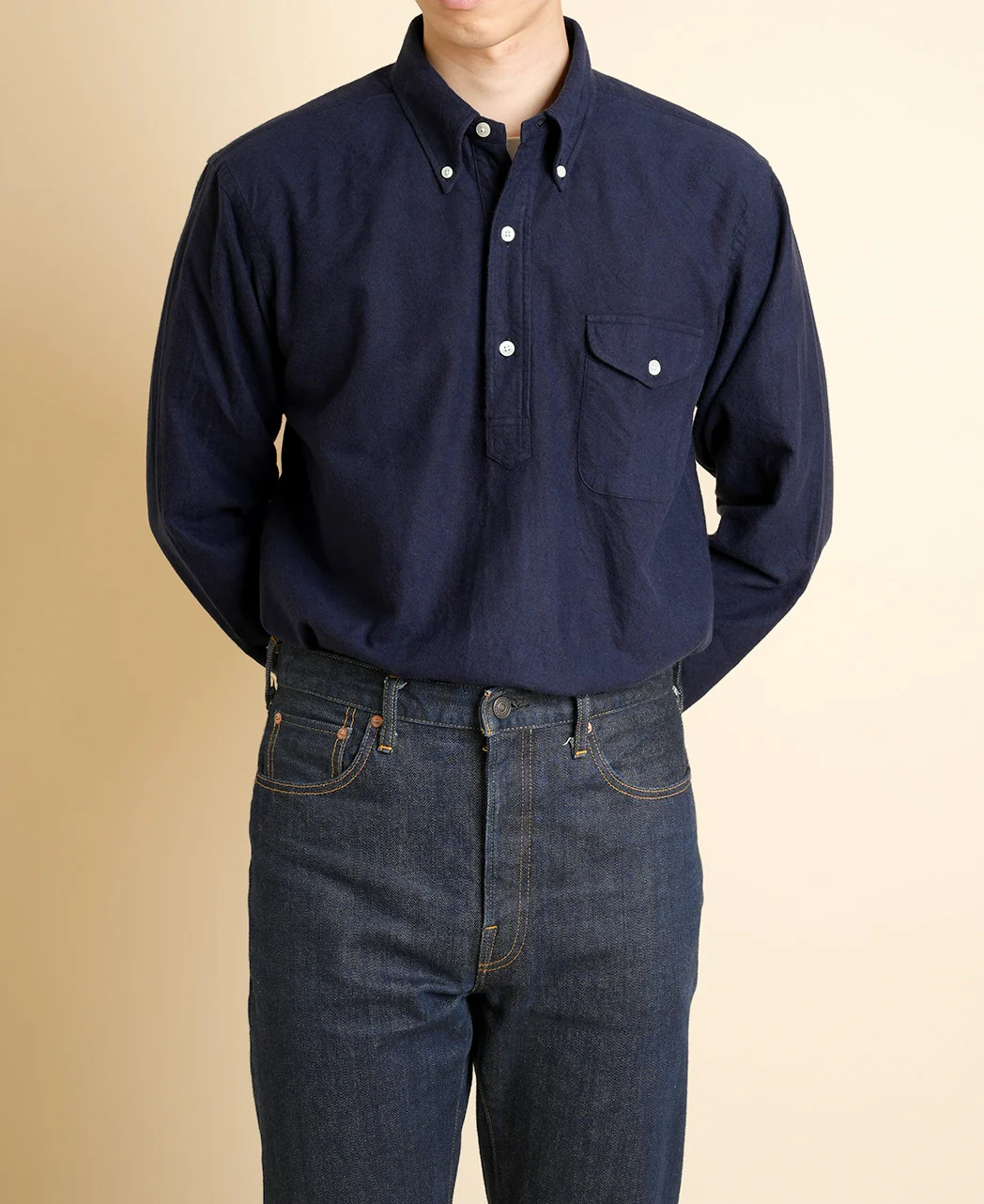 VINTAGE IVY BRUSHED NAVY OXFORD SHIRT - Image 2
