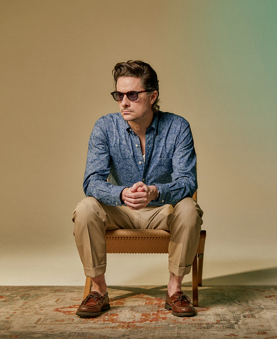 Vintage Ivy Blue Paisley Print Shirt - Image 3