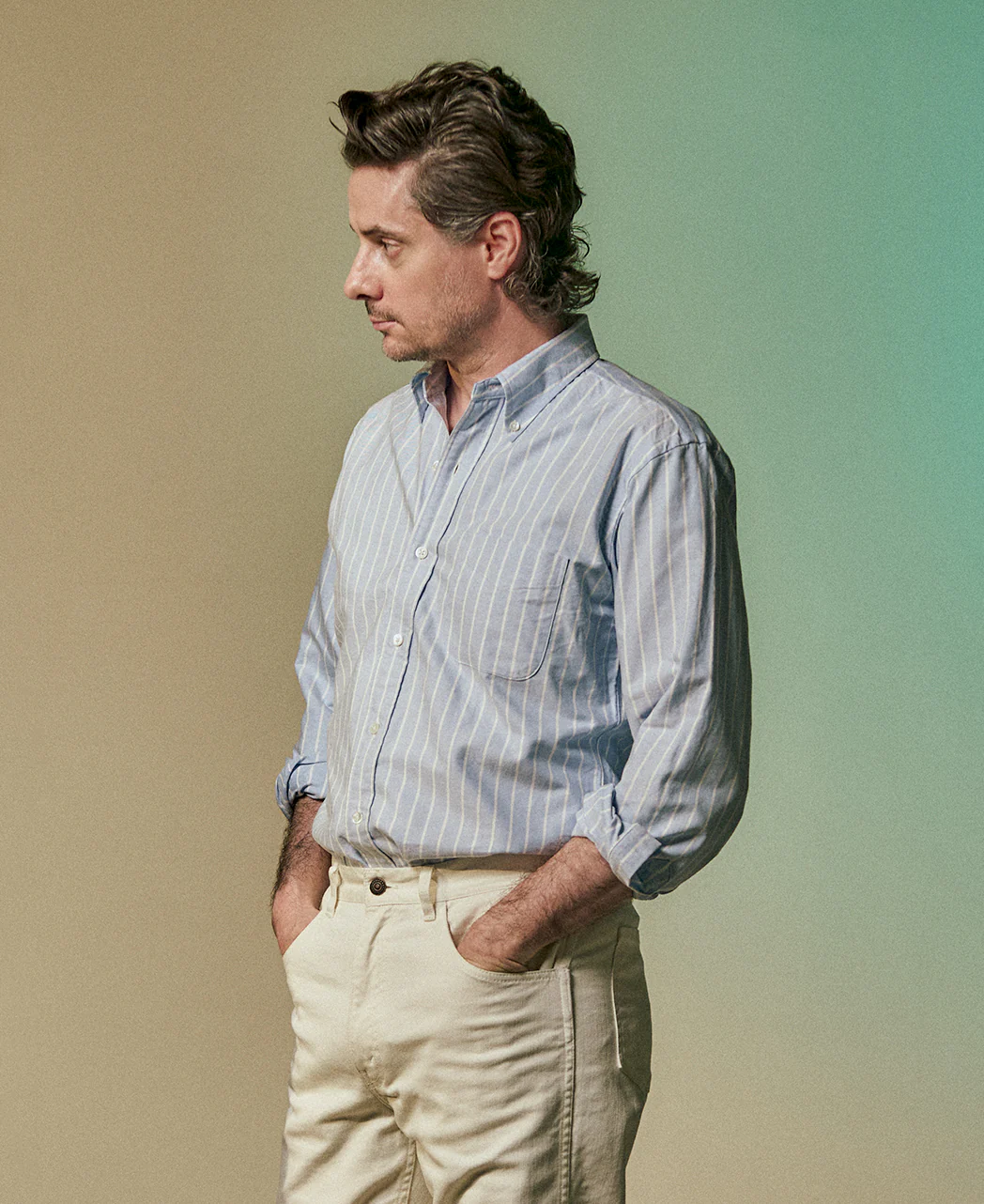 Vintage Ivy Blue Blazer Stripe Oxford Shirt - Image 3