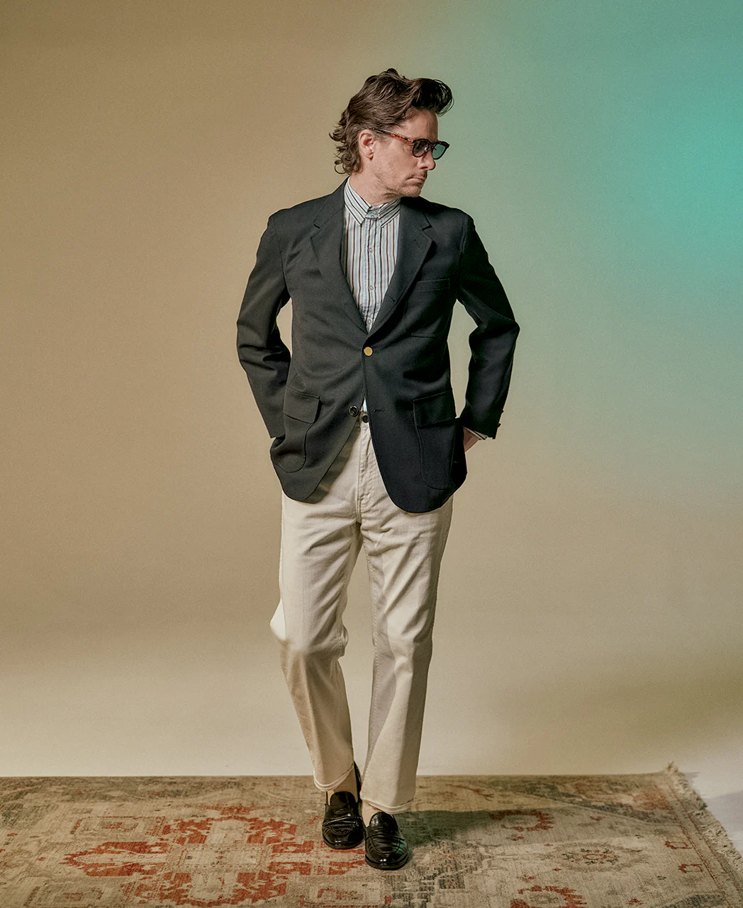 Vintage Ivy Multi Blue Stripe Tab Collar Shirt - Image 3