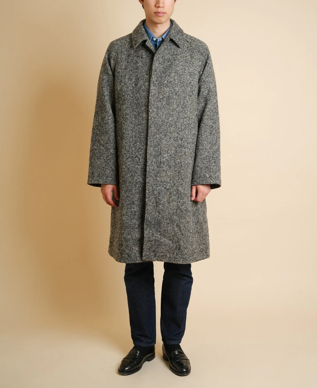ONE PIECE SLEEVE BALMACAAN COAT DONEGAL TWEED - Image 2