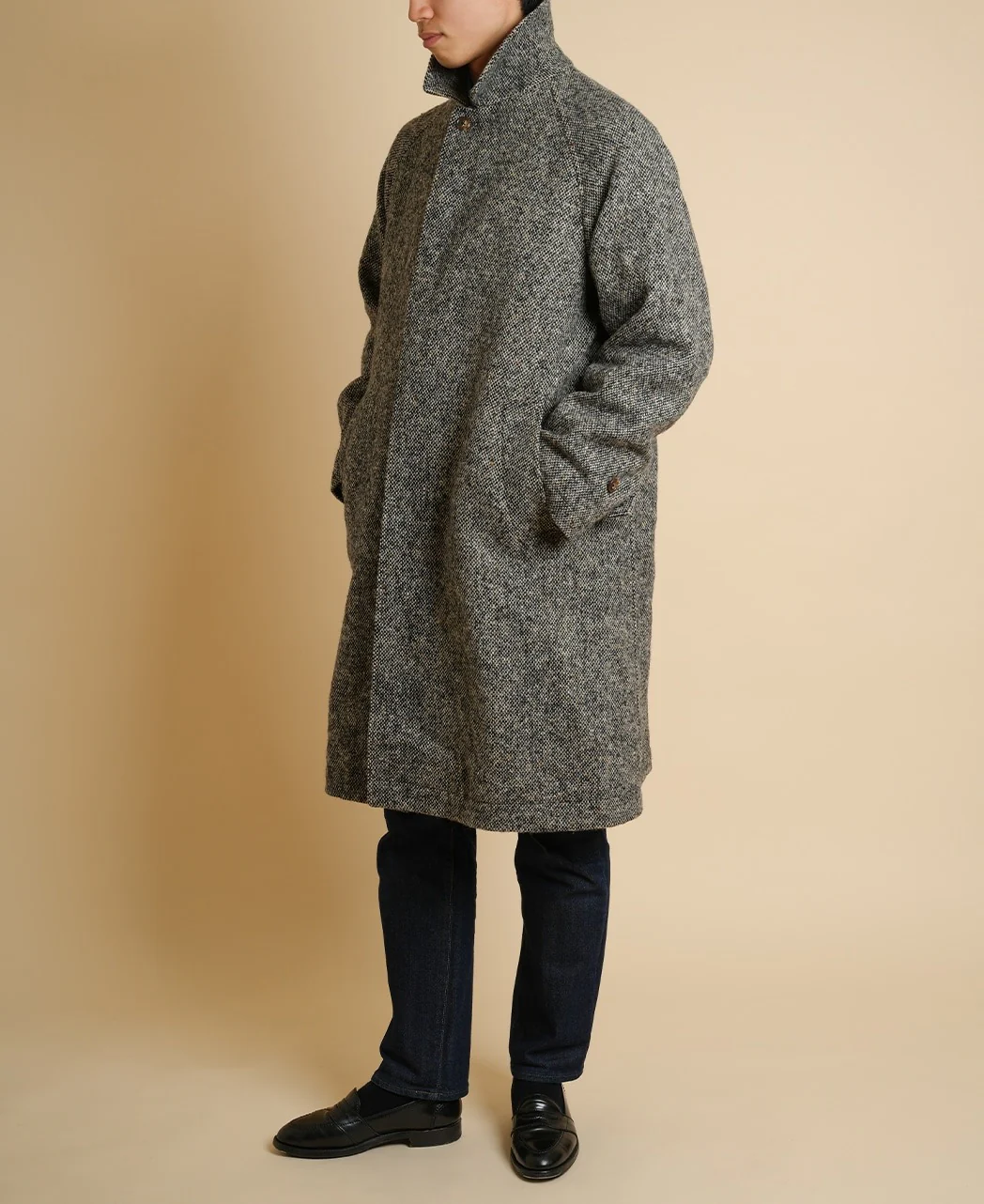 ONE PIECE SLEEVE BALMACAAN COAT DONEGAL TWEED - Image 3