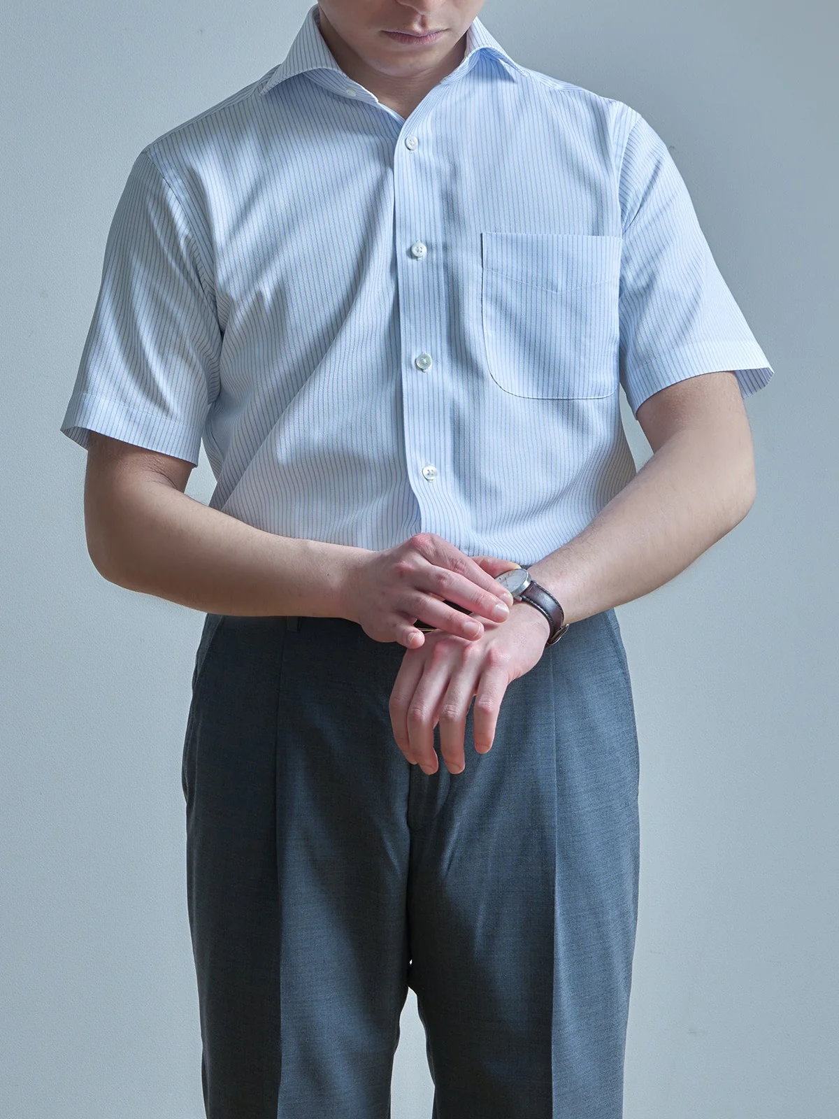 Short Sleeve Shirt - Button Down Panama J-Tech Easy Care - Image 11