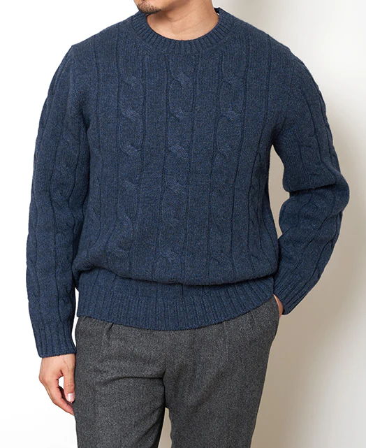 Wool Cashmere CREW NECK SWEATER 7 GAUGE - Image 8