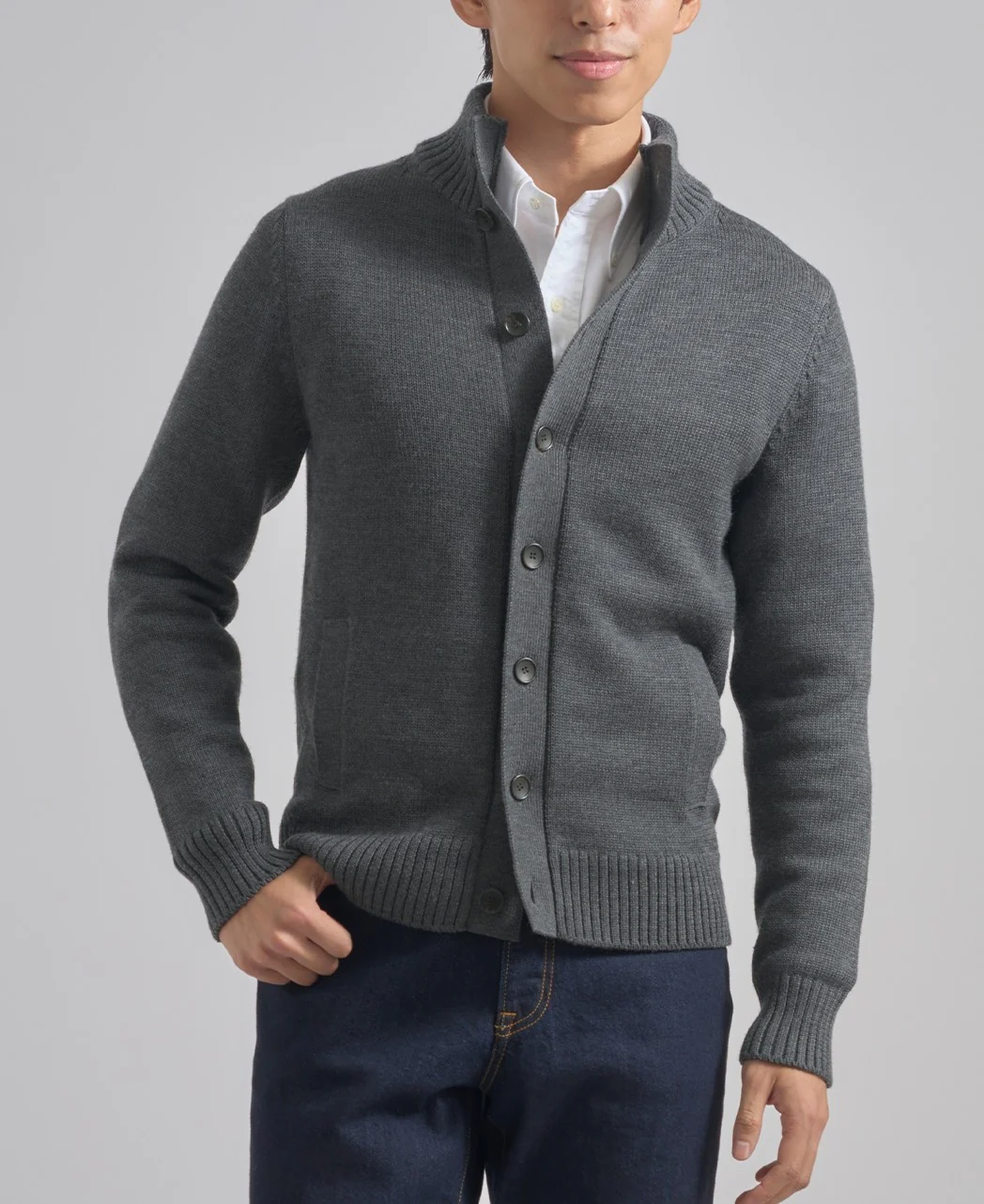 Stand Collar Cardigan Extra Fine Merino - Image 31