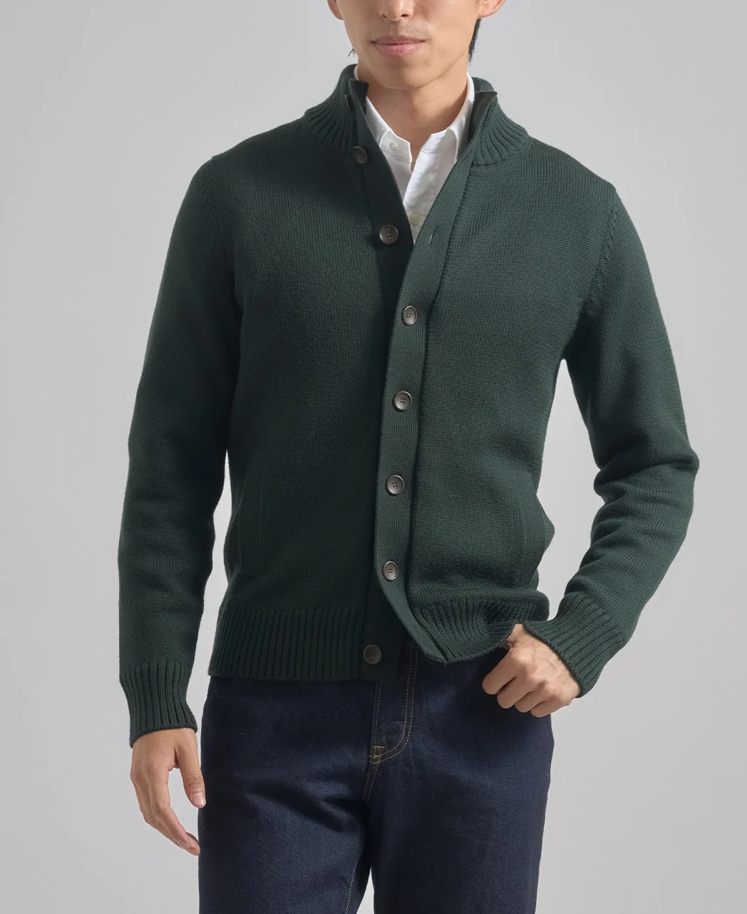 Stand Collar Cardigan Extra Fine Merino - Image 8