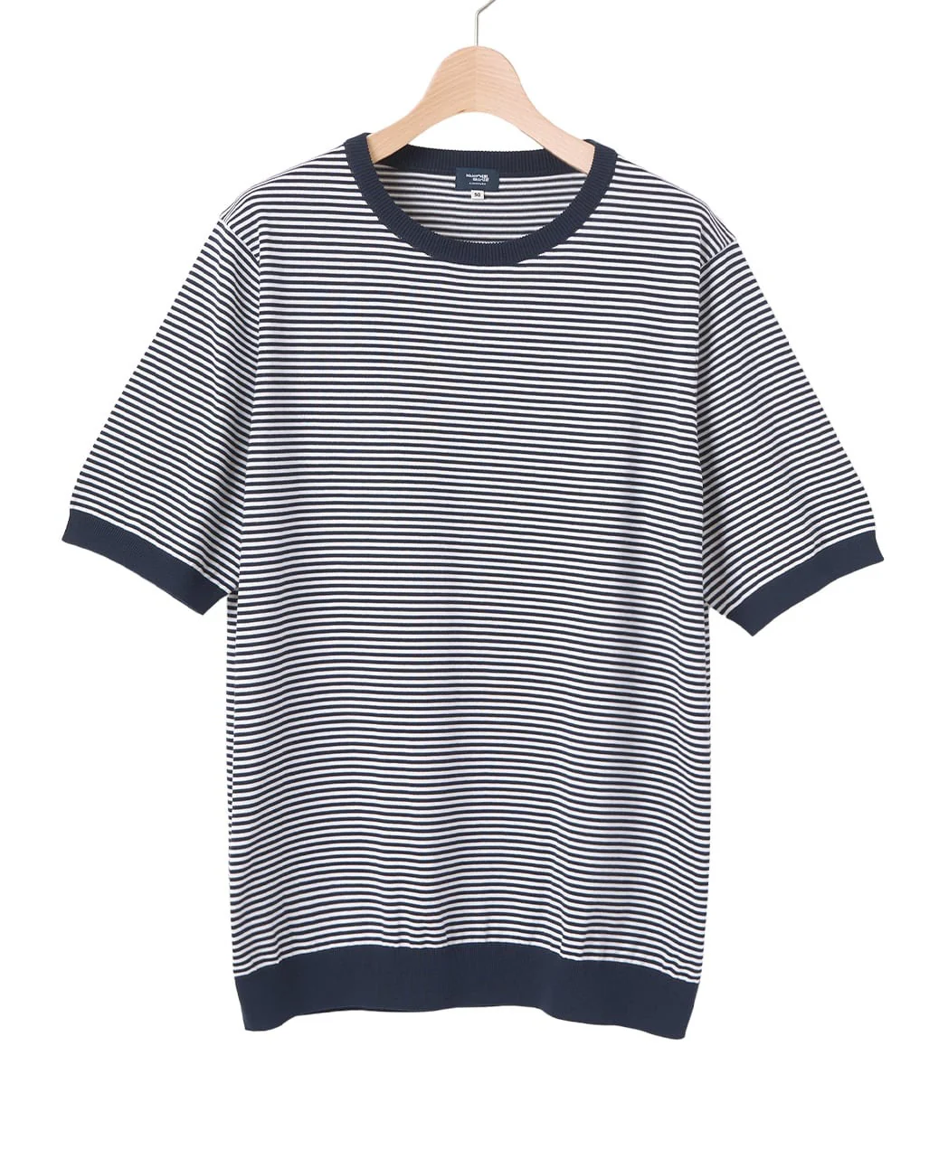 High-Twist Cotton Deodorant Border Knit T-Shirt - Image 7
