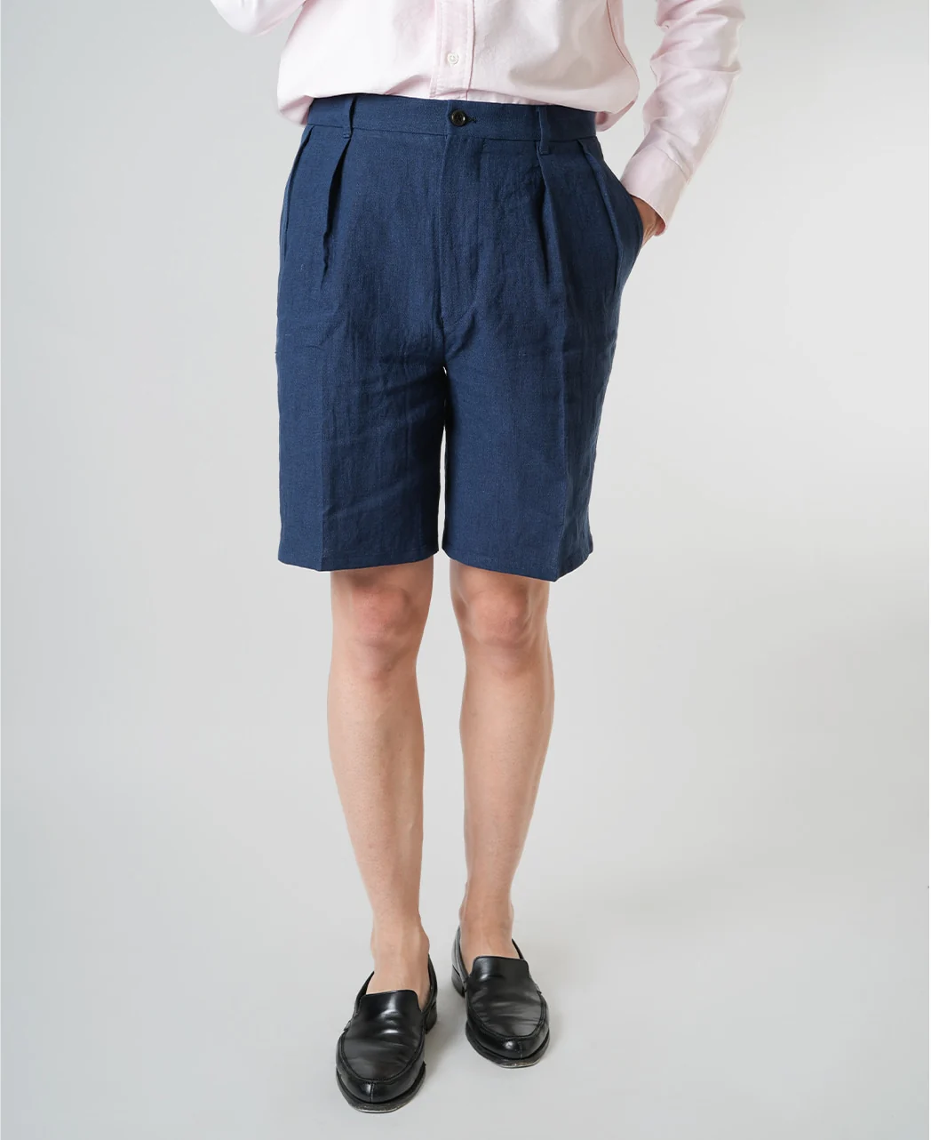 EXTRA HEAVY NAVY BLUE LINEN SHORT PANTS - Image 4