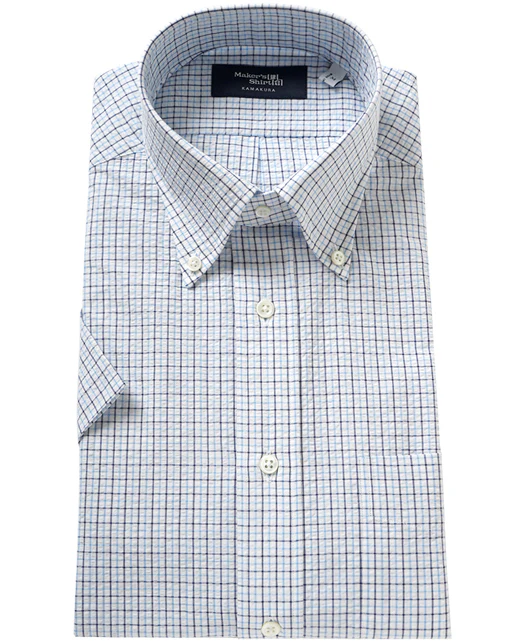 Short Sleeve Shirt - Button Down Seersucker