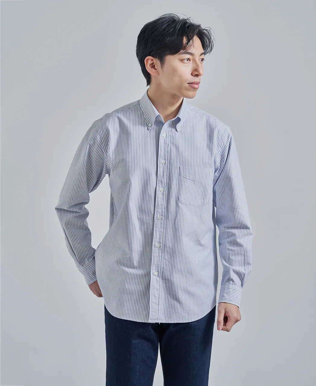 Casual Button Down Oxford Stripe - Image 11