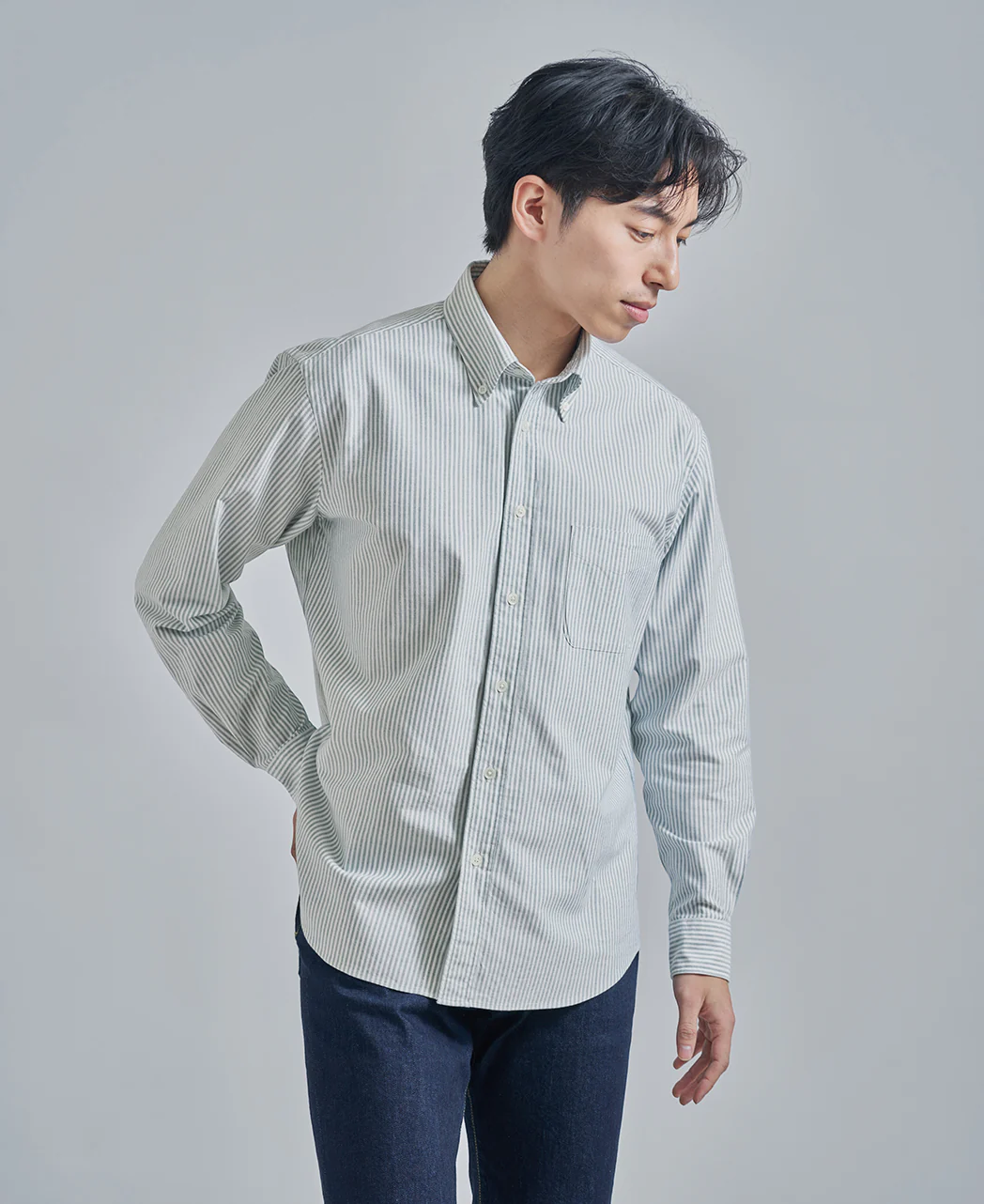 Casual Button Down Oxford Stripe - Image 16