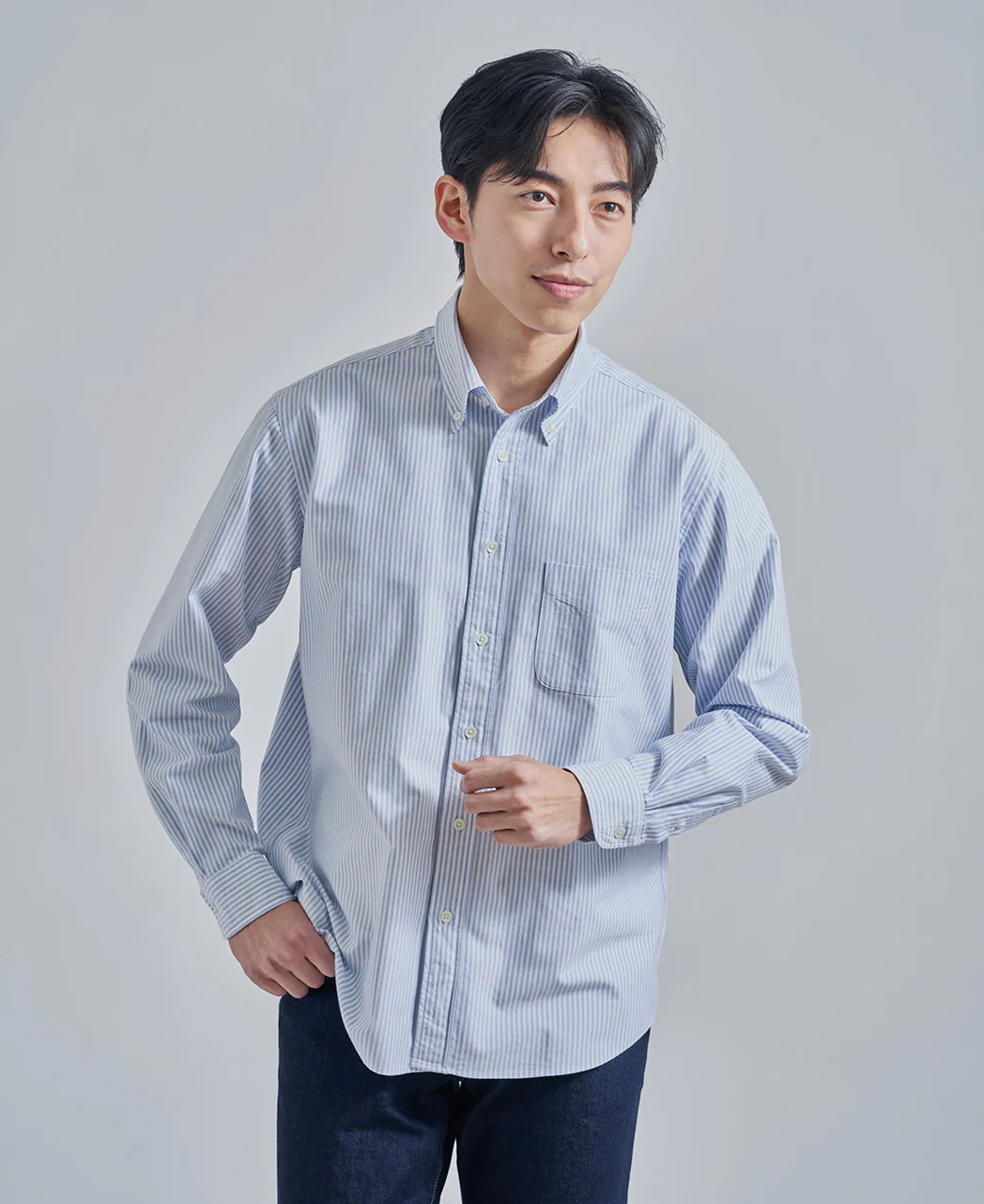 Casual Button Down Oxford Stripe - Image 2