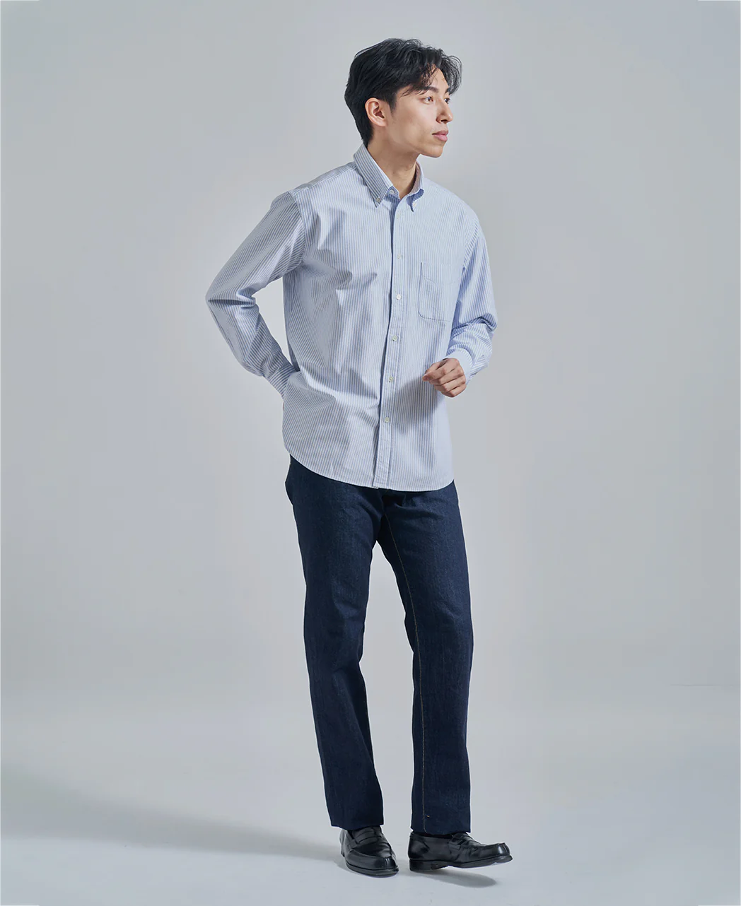 Casual Button Down Oxford Stripe - Image 5