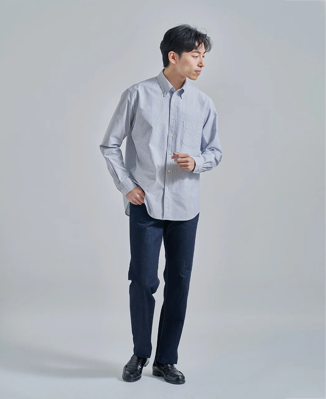 Casual Button Down Oxford Stripe - Image 9