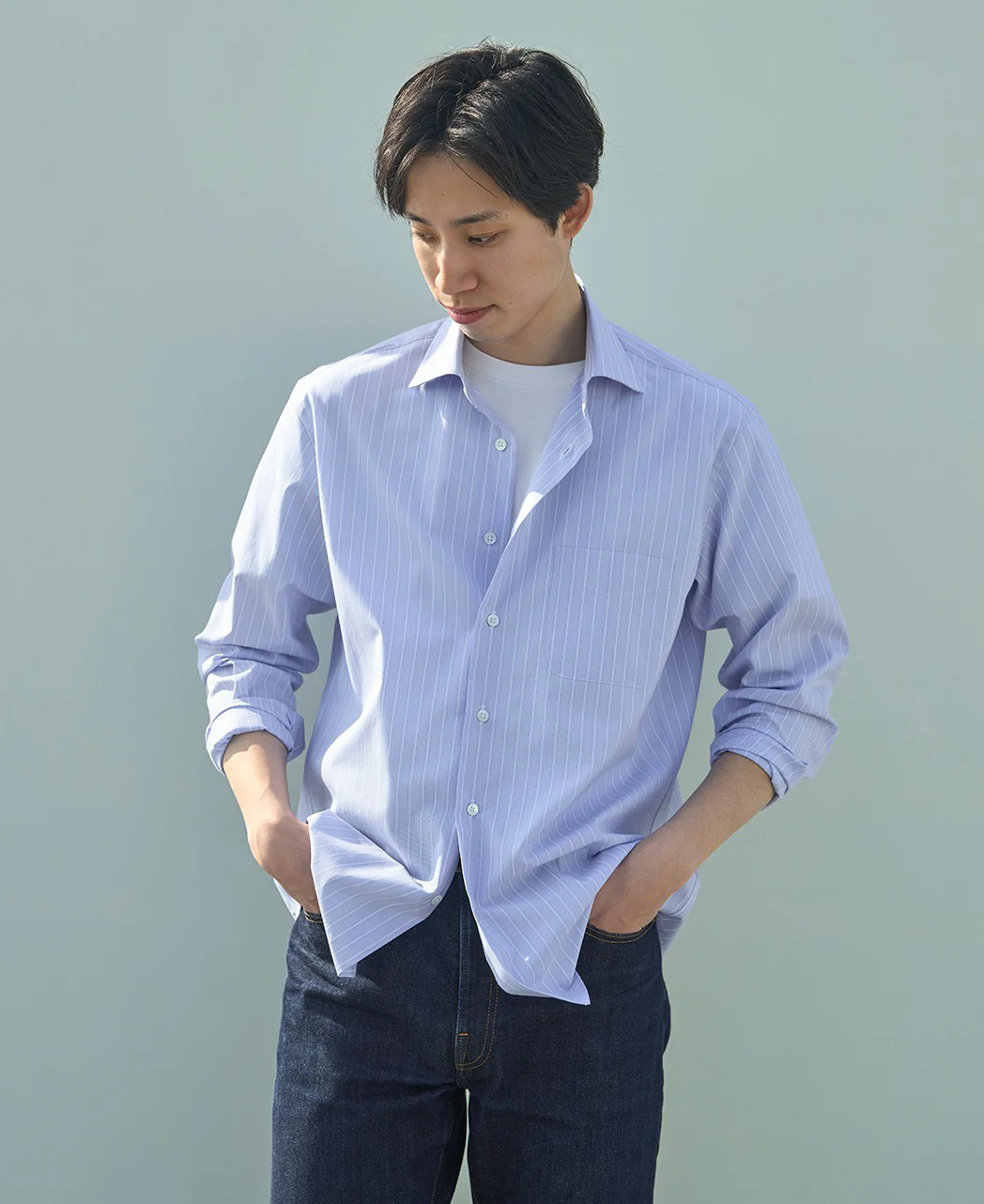 Casual Broadcloth Wide Collar Stripe - Image 2