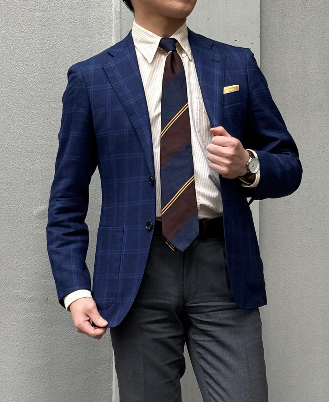 VINTAGE IVY  -  University Stripe Button Down Oxford - Image 11