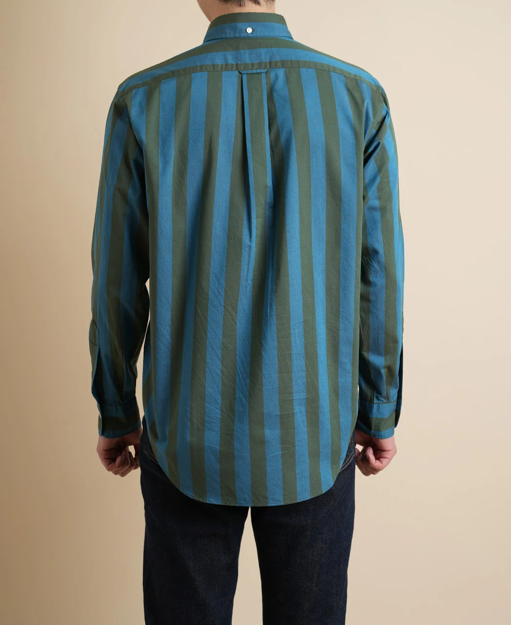 Vintage Ivy Olive green and Blue Stripe Popover - Image 4