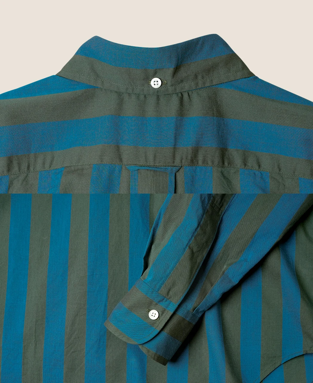 Vintage Ivy Olive green and Blue Stripe Popover - Image 5