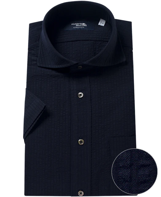 Short Sleeve Shirt -  Cutaway Ice Cotton seersucker - Image 6