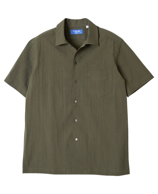 Short Sleeve Shirt - Open-collar ice cotton seersucker - Image 14