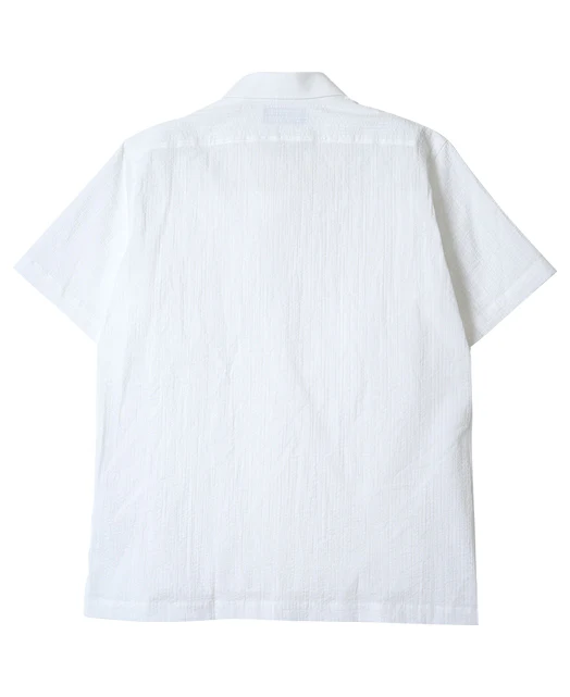Short Sleeve Shirt - Open-collar ice cotton seersucker - Image 3