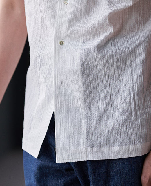 Short Sleeve Shirt - Open-collar ice cotton seersucker - Image 5