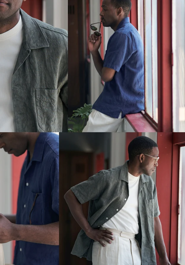 Shonan - Open-collar Extra-heavy Linen Shirt - Image 4