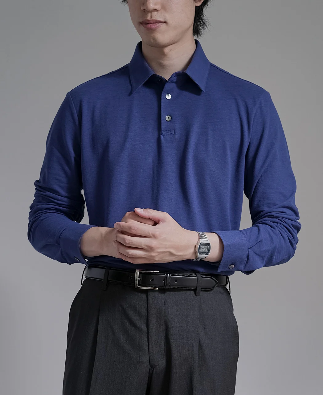 Long-sleeve high-twist cotton polo - Image 8