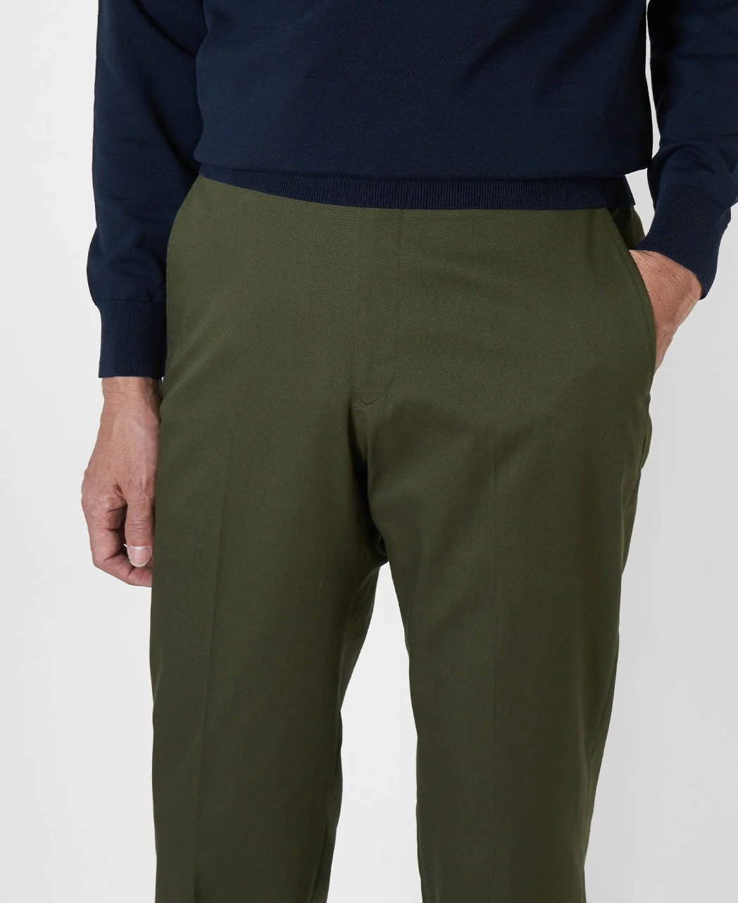 Flat-Front Stretch Pants Cotton Blend - Image 2