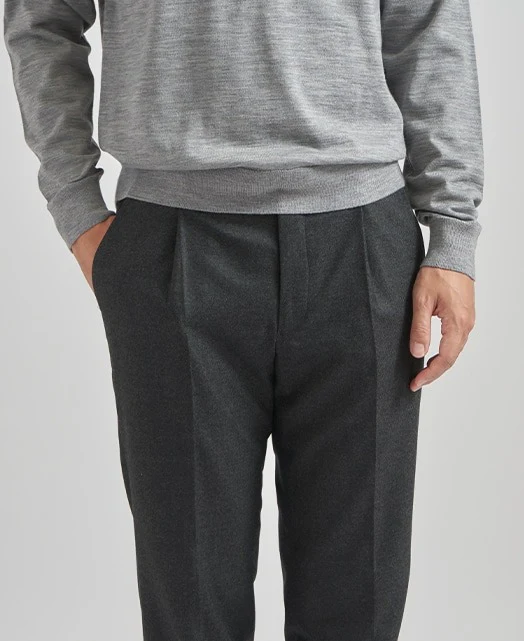 Wool Slacks Stretch Flannel single pleat - Image 8