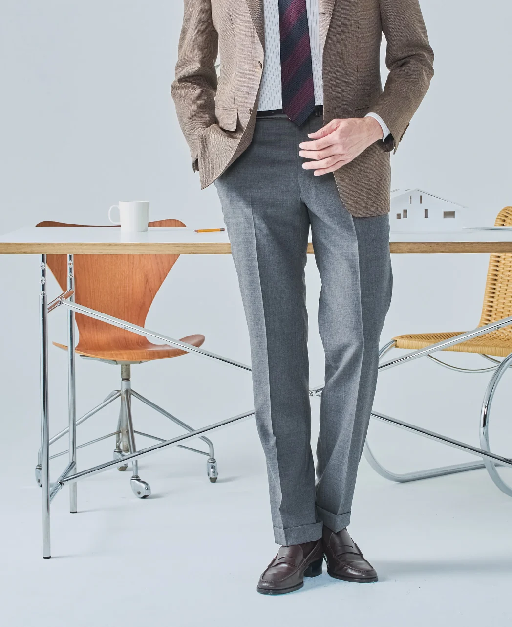 Flat-front wool trousers - Image 2