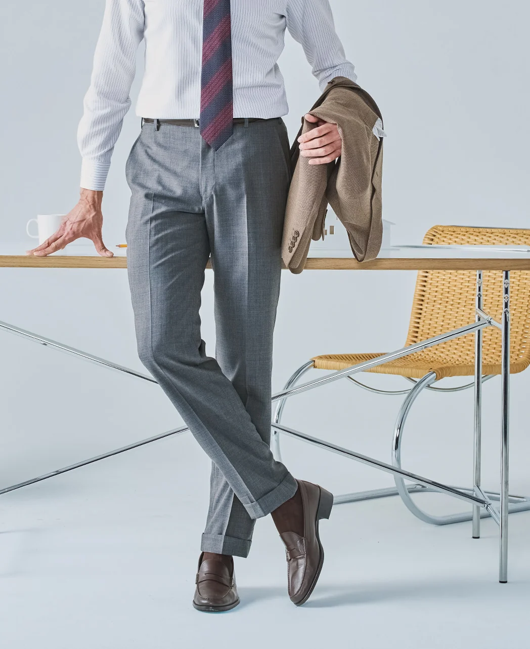 Flat-front wool trousers - Image 3