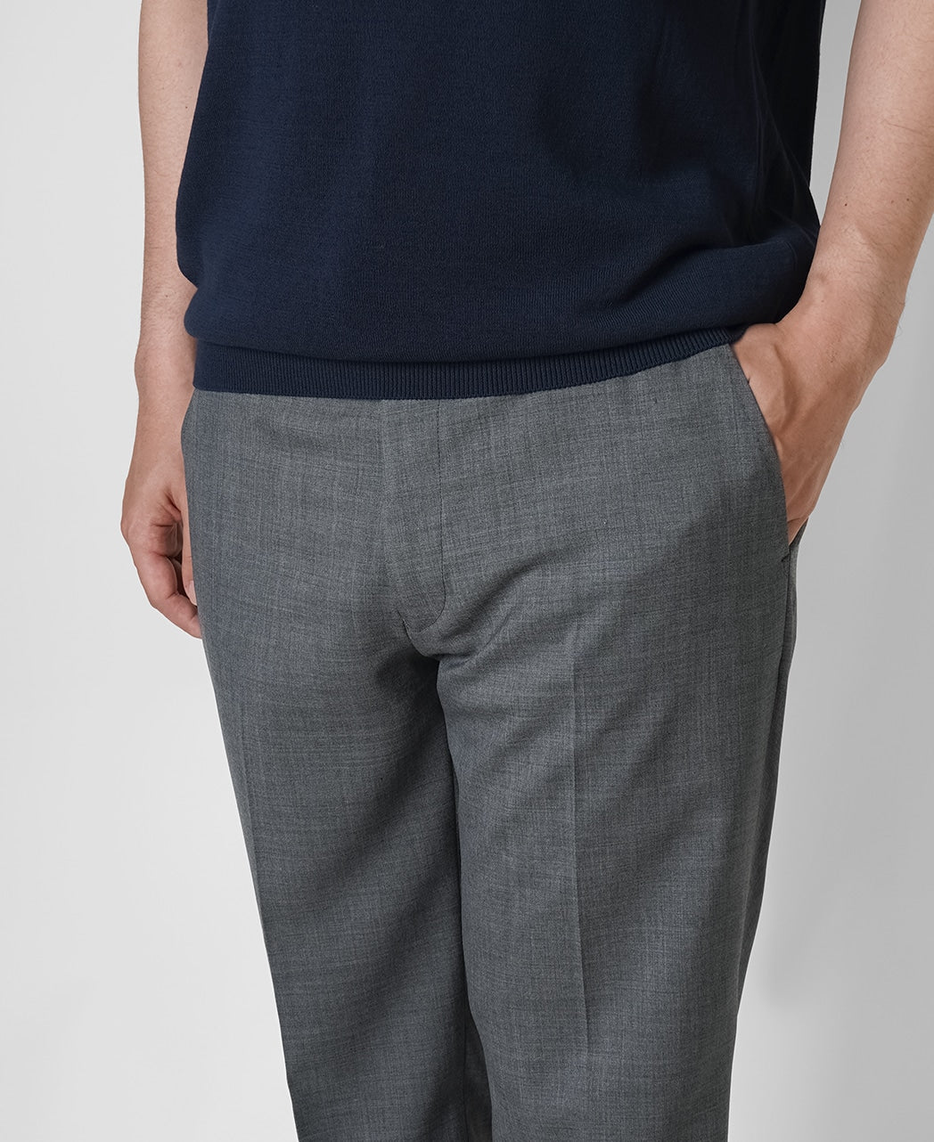 Flat-front wool trousers - Image 4