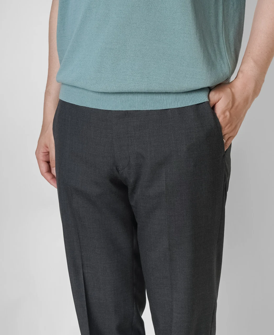 Flat-front wool trousers - Image 9
