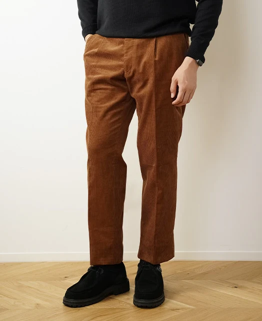 Cotton pants Fine-wale corduroy single pleat - Image 7
