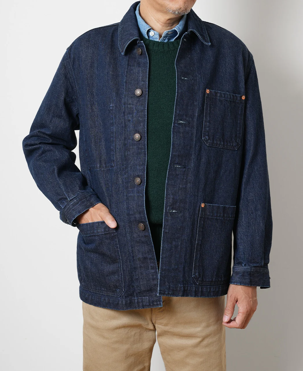 Denim French Work Jacket - Image 7